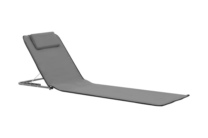 Hopfällbara strandmattor 2 st stål och tyg grå - Grå - Solstol