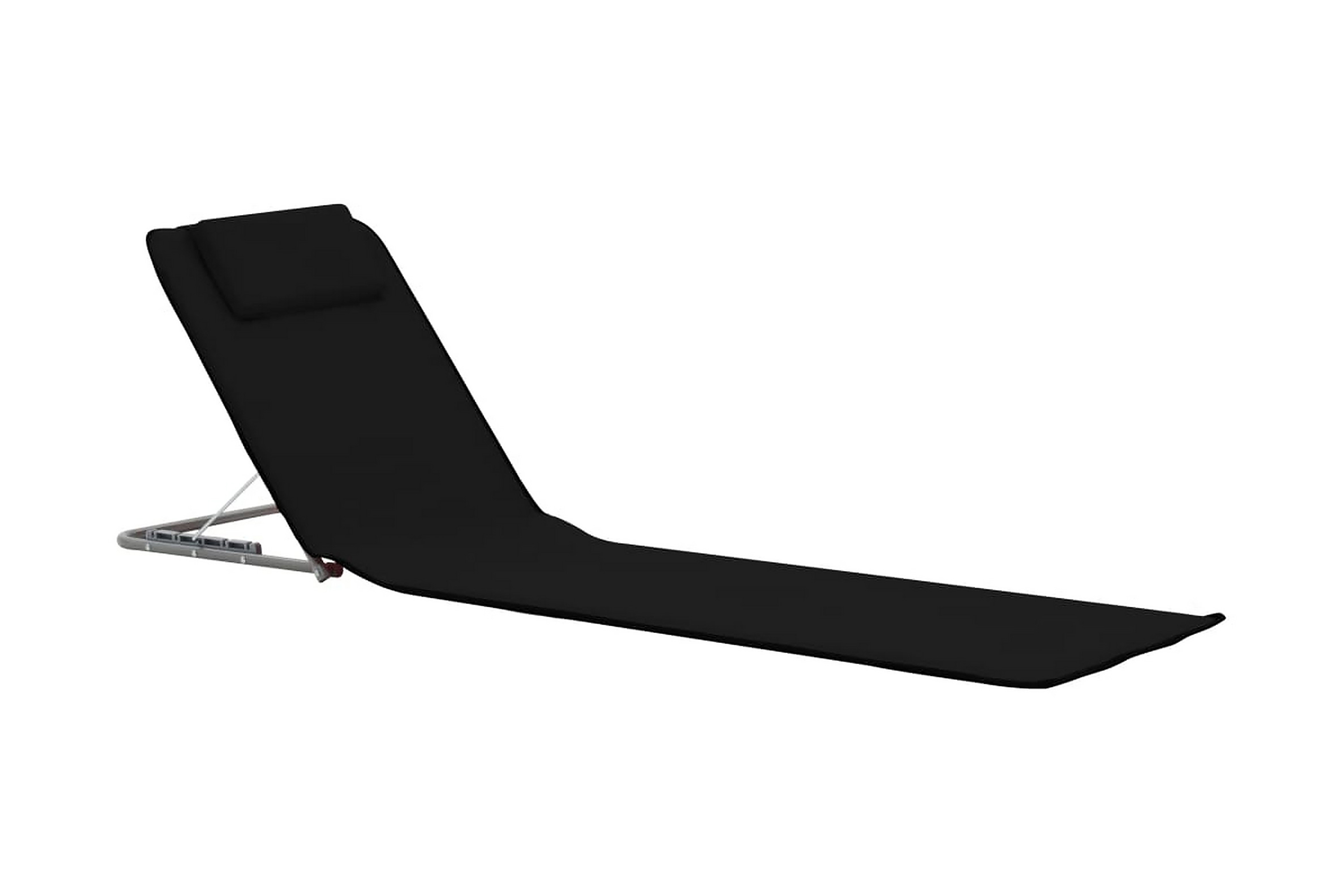 Hopfällbara strandmattor 2 st stål och tyg svart – Svart