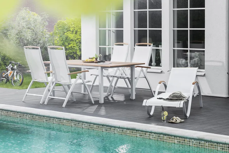 Nydala Solsäng Vit/Teak - Hillerstorp - Utemöbler - Utestolar & fåtöljer - Solsängar & solvagnar