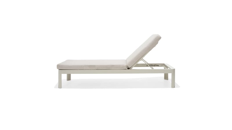 PORTALS Solsäng med Dyna 189 cm Vit/Teak - Utemöbler - Utestolar & fåtöljer - Solsängar & solvagnar