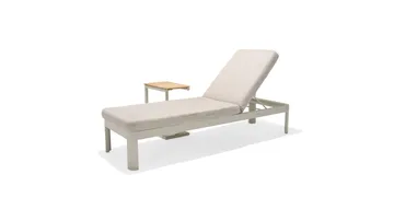 Portals Solsäng med Dyna 189 cm - Vit/Trä - Utemöbler - Utestolar & fåtöljer - Solsängar & solvagnar