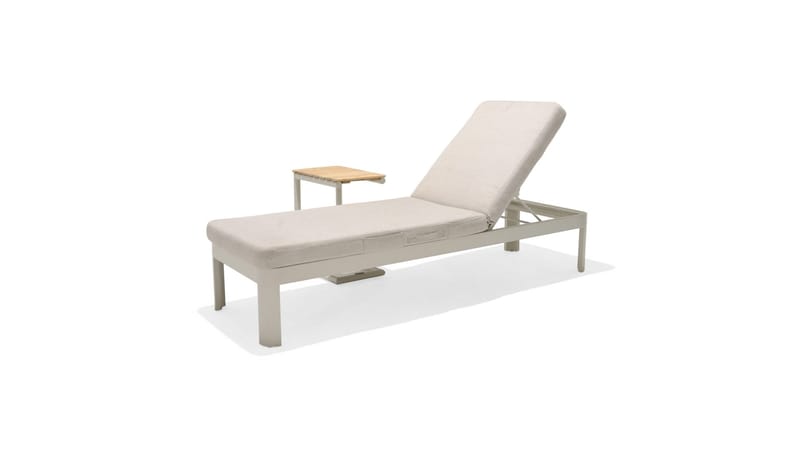 Portals Solsäng med Dyna 189 cm - Vit/Trä - Utemöbler - Utestolar & fåtöljer - Solsängar & solvagnar