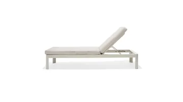 Portals Solsäng med Dyna 189 cm - Vit/Trä - Utemöbler - Utestolar & fåtöljer - Solsängar & solvagnar