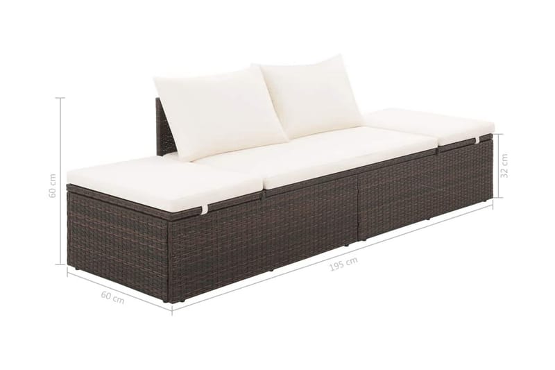 Solsäng 195x60 cm konstrotting brun - Brun - Utemöbler - Utestolar & fåtöljer - Solsängar & solvagnar