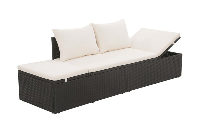 Solsäng 195x60 cm konstrotting svart - Svart - Utemöbler - Utestolar & fåtöljer - Solsängar & solvagnar