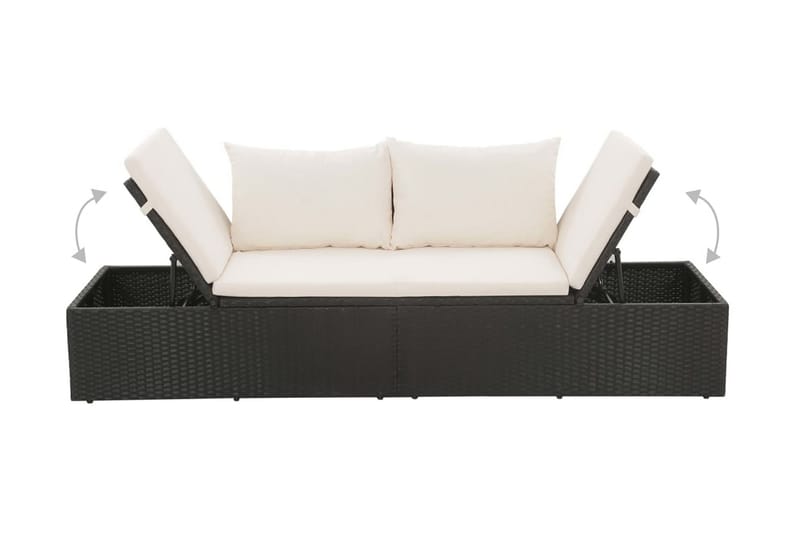 Solsäng 195x60 cm konstrotting svart - Svart - Utemöbler - Utestolar & fåtöljer - Solsängar & solvagnar