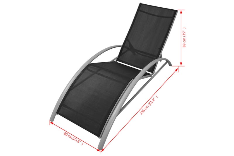 Solsäng aluminium svart - Svart - Utemöbler - Utestolar & fåtöljer - Solsängar & solvagnar
