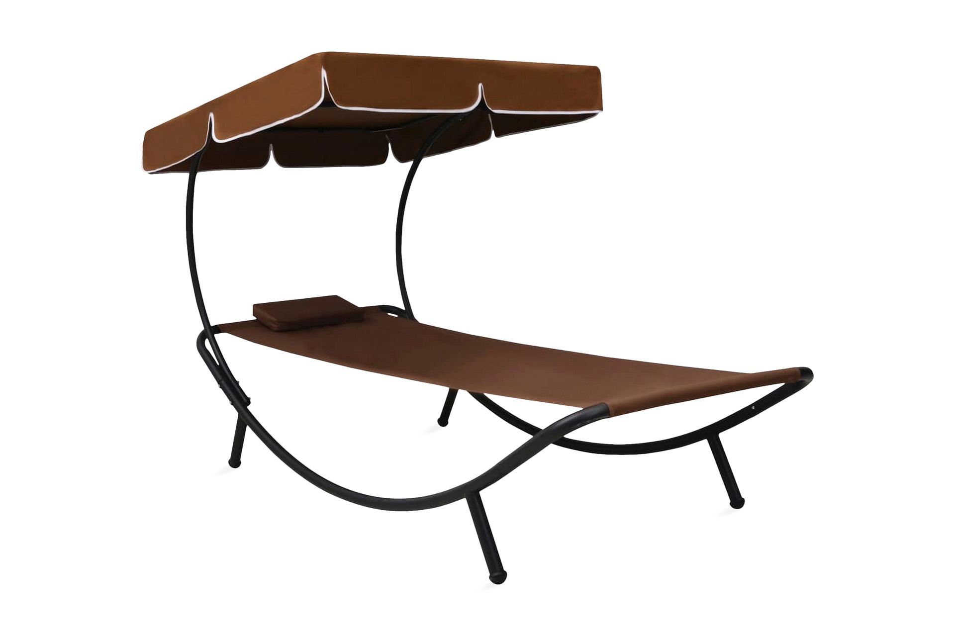 Solsäng dubbel med tak & kudde brun - Brun