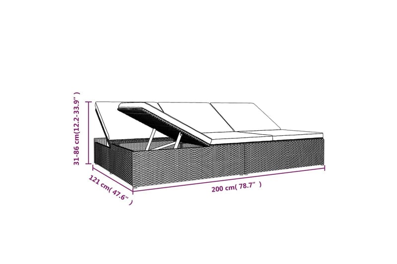 Solsäng konvertibel med dyna konstrotting svart - Svart - Solsängar & solvagnar