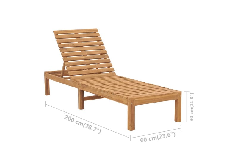 Solsäng massiv teak - Brun - Utemöbler - Utestolar & fåtöljer - Solsängar & solvagnar