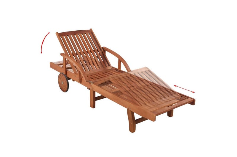 Solsäng med bord massivt akaciaträ - Brun - Utemöbler - Utestolar & fåtöljer - Solsängar & solvagnar
