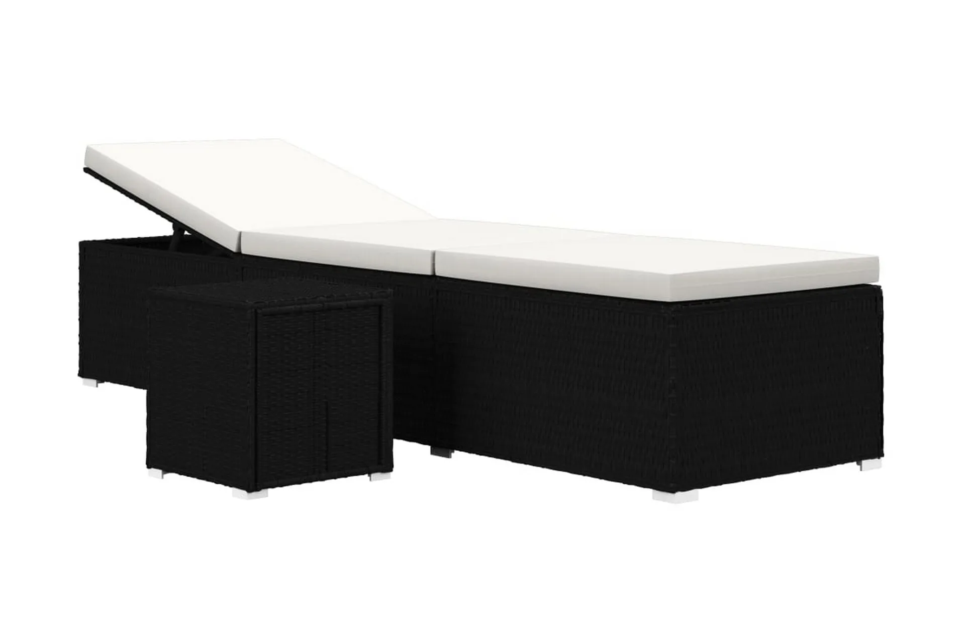 Solsäng med dyna & bord konstrotting gräddvit - Svart