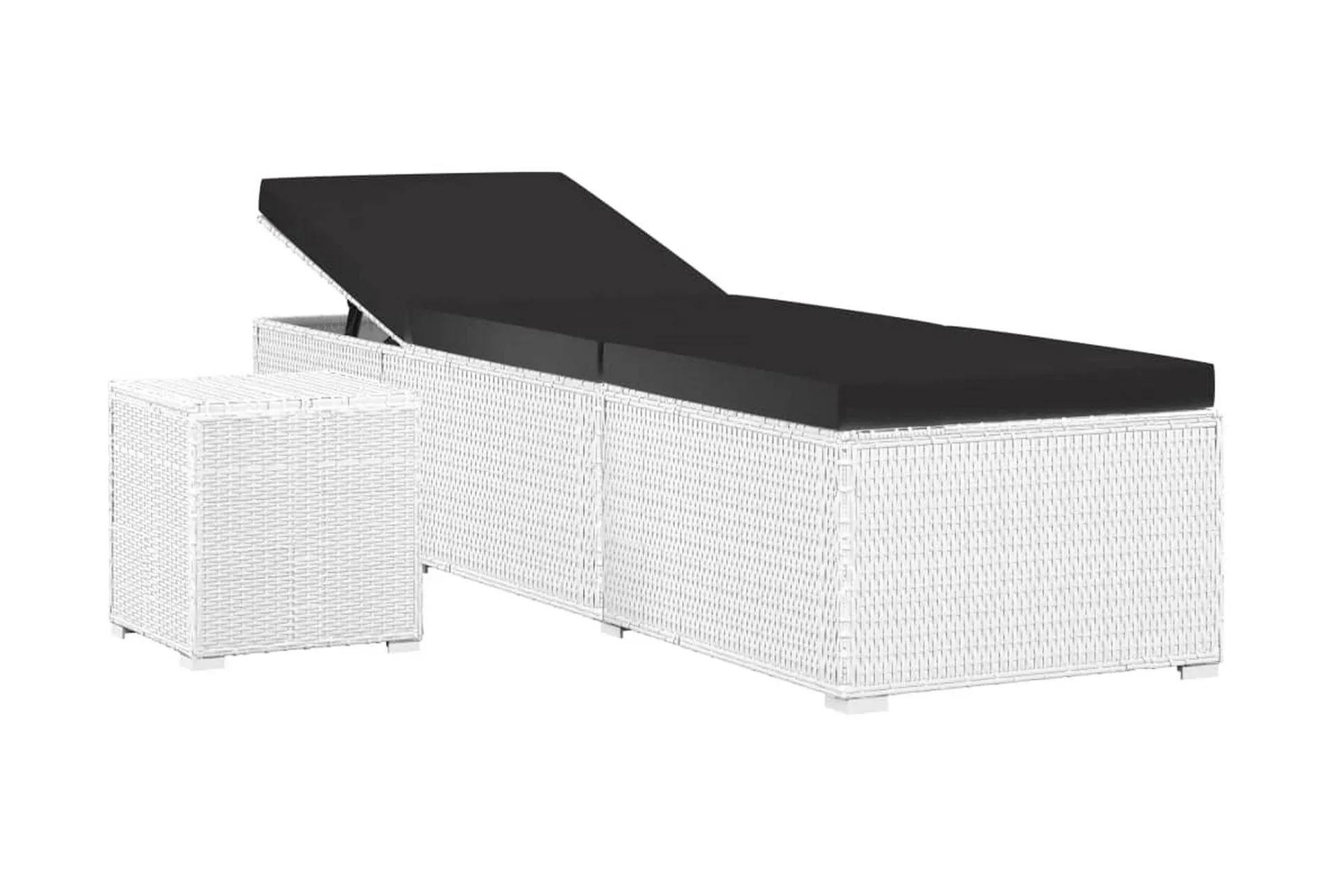 Solsäng med dyna & bord konstrotting vit - Vit