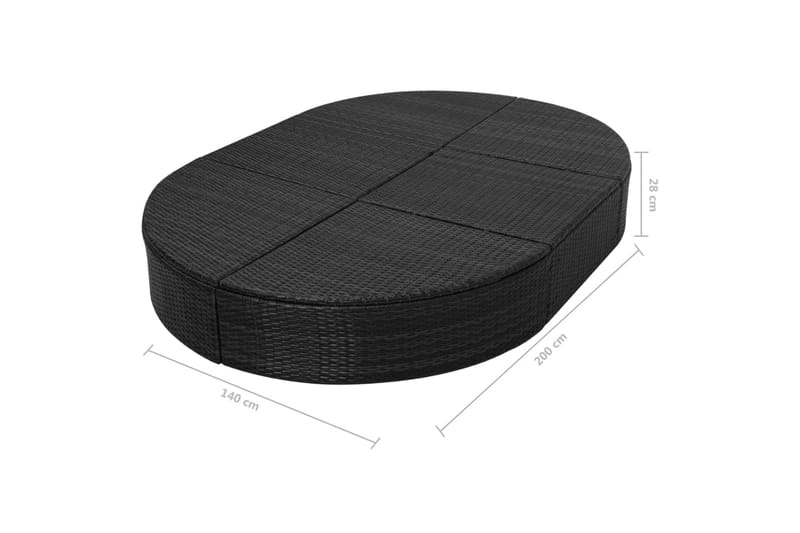 Solsäng med dyna konstrotting svart - Svart - Utemöbler - Utestolar & fåtöljer - Solsängar & solvagnar