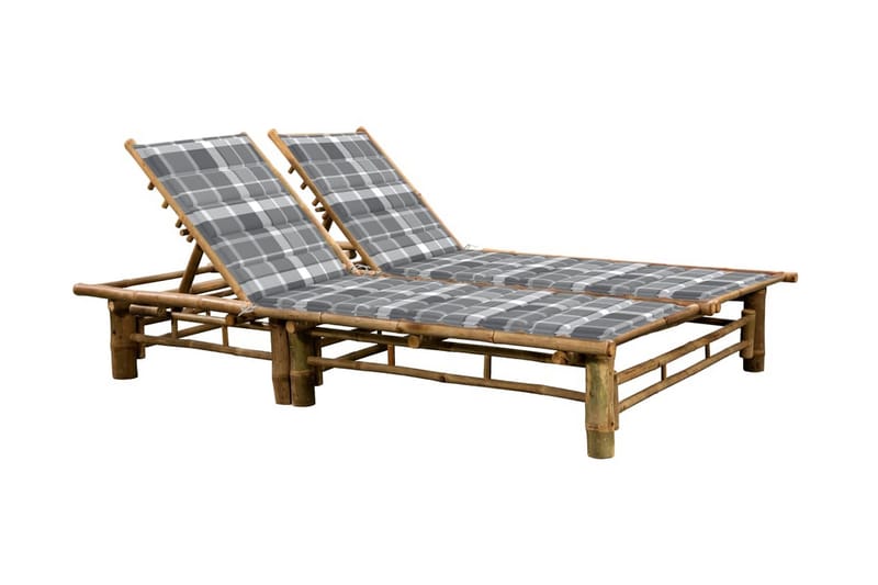Solsäng med dynor 2 personer bambu - Grå - Solsängar & solvagnar