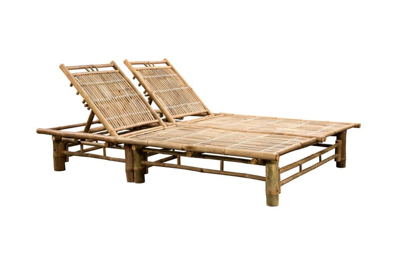 Solsäng med dynor 2 personer bambu - Blå - Utemöbler - Utestolar & fåtöljer - Solsängar & solvagnar