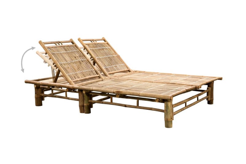 Solsäng med dynor 2 personer bambu - Blå - Utemöbler - Utestolar & fåtöljer - Solsängar & solvagnar