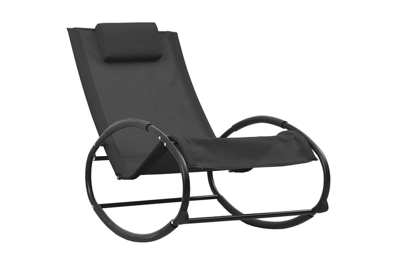 Solsäng med kudde svart stål och textilene svart - Svart - Utemöbler - Utestolar & fåtöljer - Solsängar & solvagnar