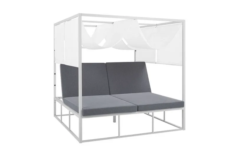 Solsäng med sänghimmel vit/grå PALLANZA, Vit