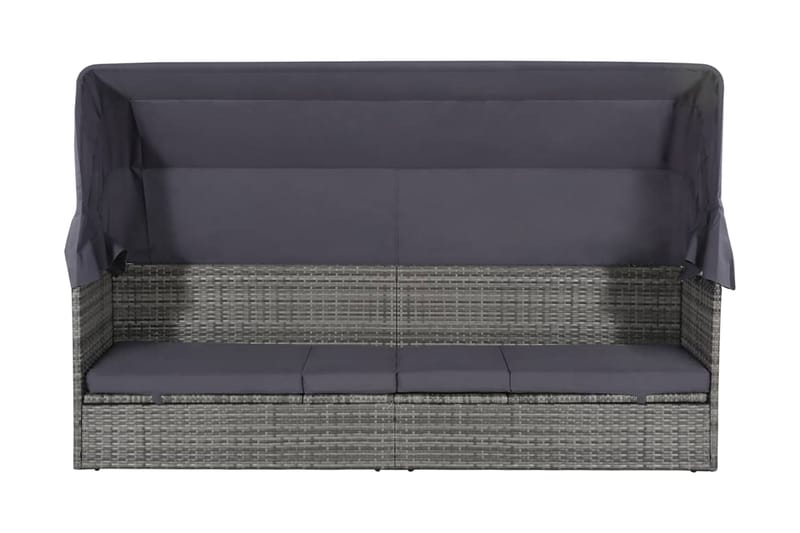 Solsäng med tak 205x62 cm konstrotting grå - Grå - Utemöbler - Utestolar & fåtöljer - Solsängar & solvagnar