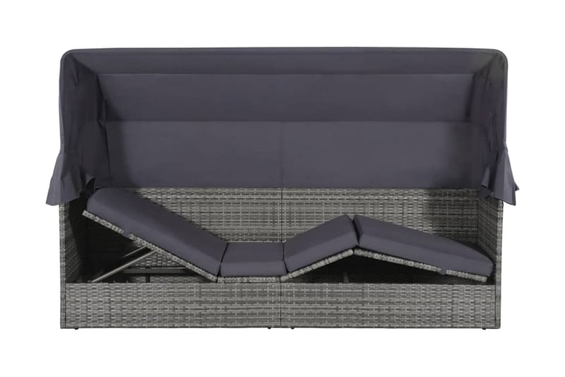 Solsäng med tak 205x62 cm konstrotting grå - Grå - Utemöbler - Utestolar & fåtöljer - Solsängar & solvagnar
