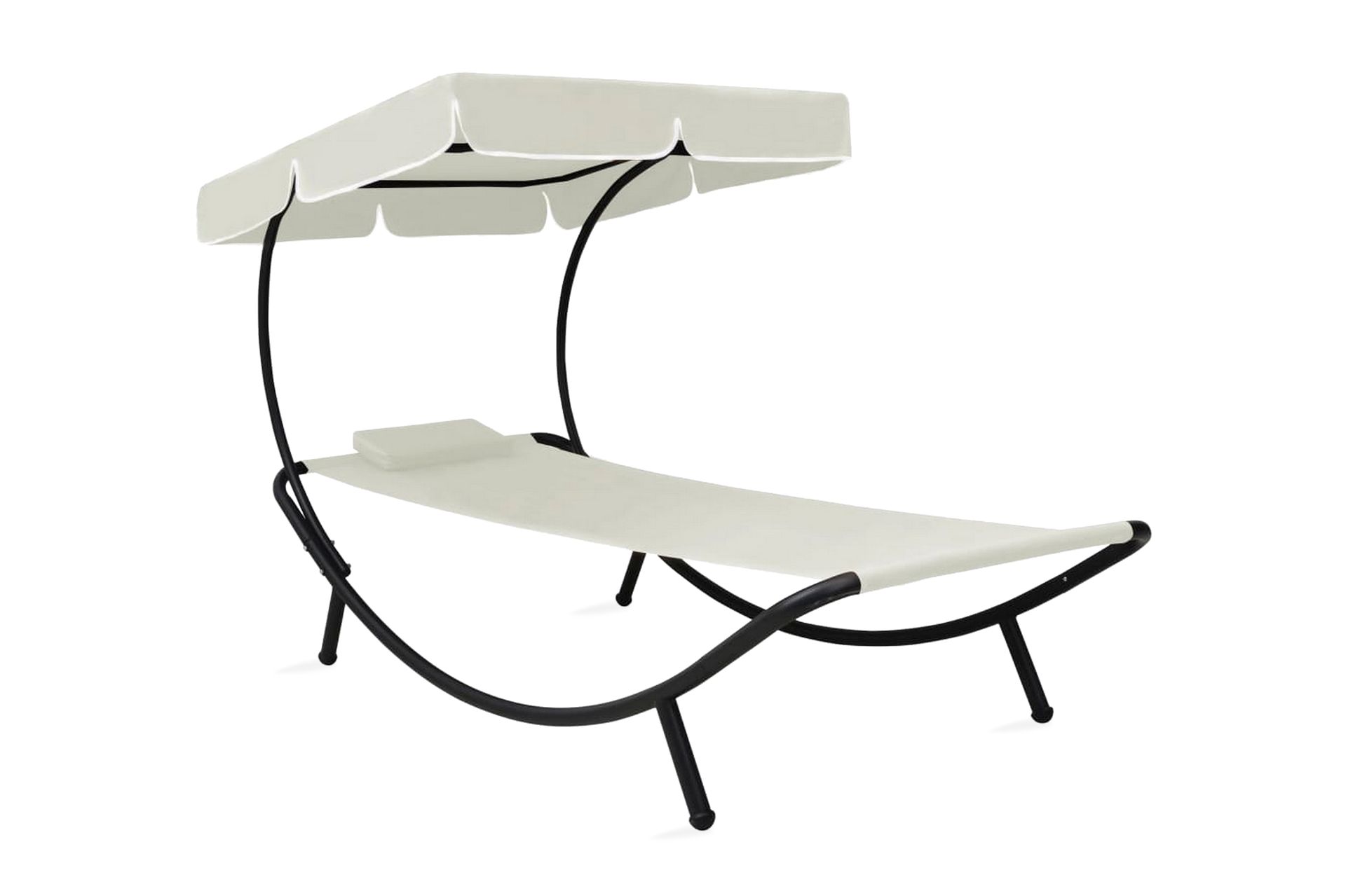 Solsäng med tak & kudde gräddvit - Vit