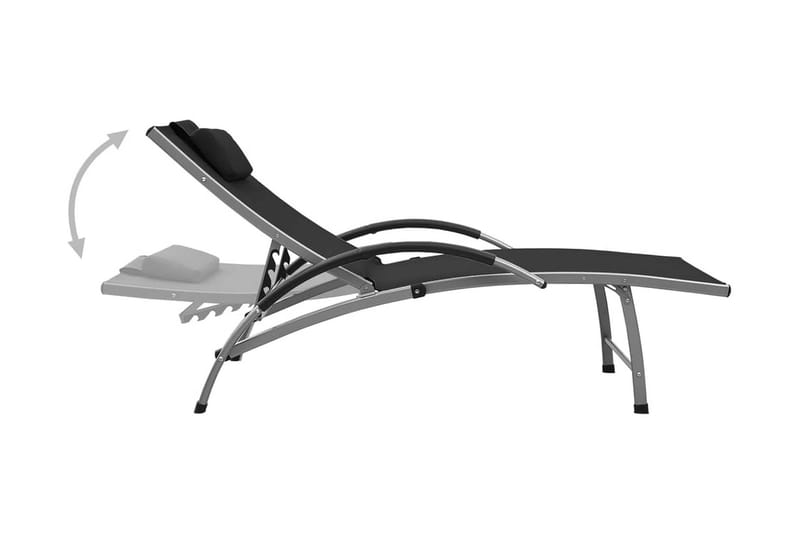 Solsäng textilen och aluminium svart - Svart - Utemöbler - Utestolar & fåtöljer - Solsängar & solvagnar