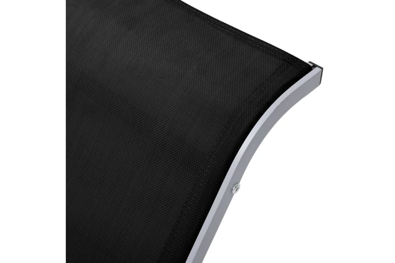Solsängar 2 st med bord aluminium svart - Svart - Utemöbler - Utestolar & fåtöljer - Solsängar & solvagnar