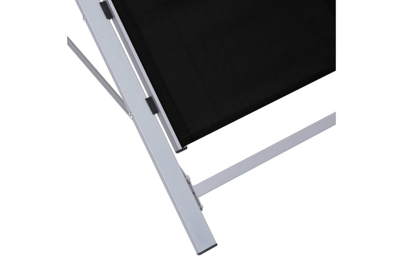 Solsängar 2 st med bord aluminium svart - Svart - Utemöbler - Utestolar & fåtöljer - Solsängar & solvagnar