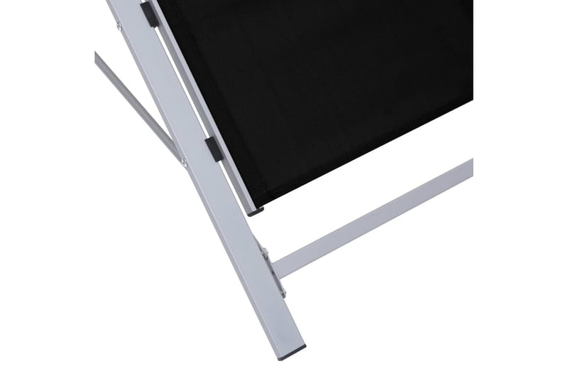 Solsängar 2 st med bord aluminium svart - Svart - Solsängar & solvagnar
