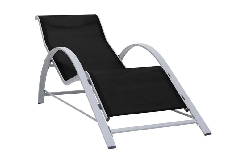 Solsängar 2 st med bord aluminium svart - Svart - Utemöbler - Utestolar & fåtöljer - Solsängar & solvagnar