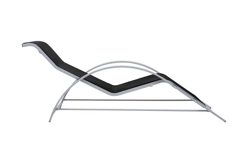 Solsängar 2 st med bord aluminium svart - Svart - Utemöbler - Utestolar & fåtöljer - Solsängar & solvagnar