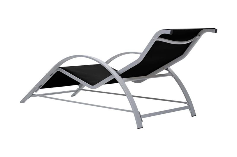 Solsängar 2 st med bord aluminium svart - Svart - Utemöbler - Utestolar & fåtöljer - Solsängar & solvagnar