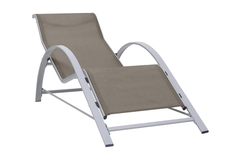 Solsängar 2 st med bord aluminium taupe - Brun - Utemöbler - Utestolar & fåtöljer - Solsängar & solvagnar
