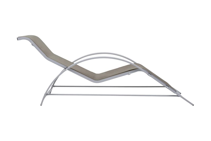 Solsängar 2 st med bord aluminium taupe - Brun - Utemöbler - Utestolar & fåtöljer - Solsängar & solvagnar