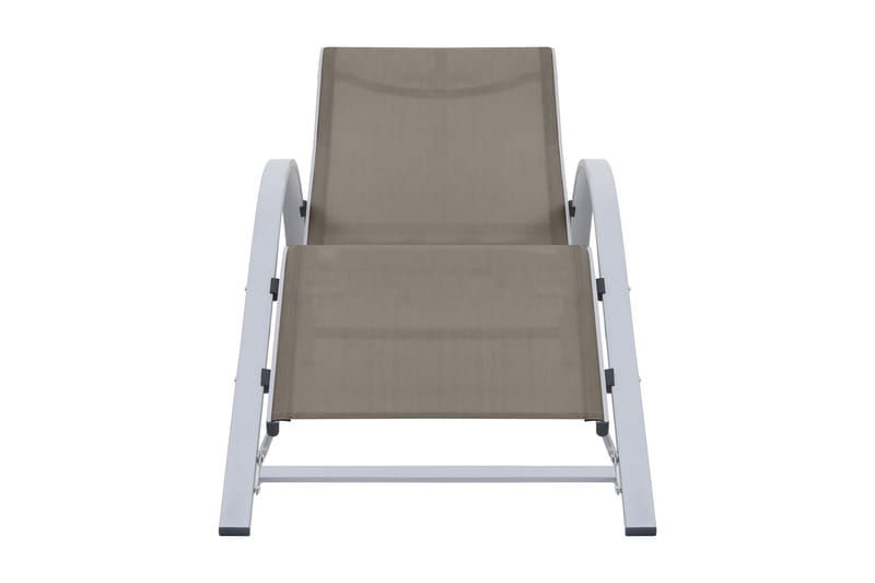 Solsängar 2 st med bord aluminium taupe - Brun - Utemöbler - Utestolar & fåtöljer - Solsängar & solvagnar
