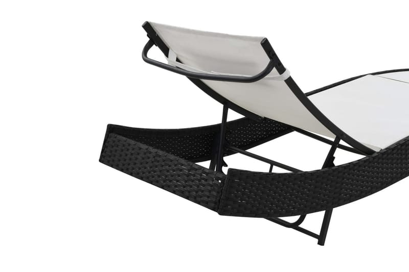 Solsängar 2 st med bord konstrotting och textilene svart - Flerfärgad - Solsängar & solvagnar