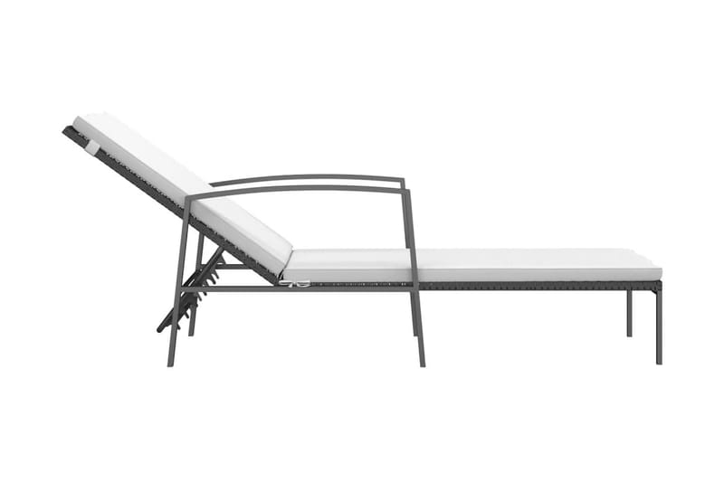 Solsängar 2 st med bord konstrotting svart - Svart - Utemöbler - Utestolar & fåtöljer - Solsängar & solvagnar
