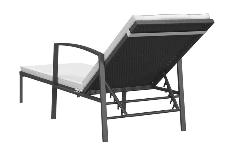 Solsängar 2 st med bord konstrotting svart - Svart - Utemöbler - Utestolar & fåtöljer - Solsängar & solvagnar