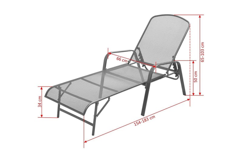 Solsängar 2 st med bord stål antracit - Grå - Solsängar & solvagnar