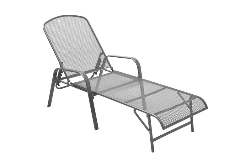 Solsängar 2 st med bord stål antracit - Grå - Utemöbler - Utestolar & fåtöljer - Solsängar & solvagnar