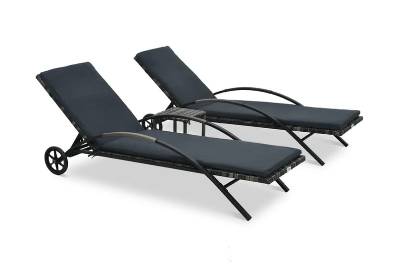 Solsängar med bord konstrotting antracit - Solsängar & solvagnar