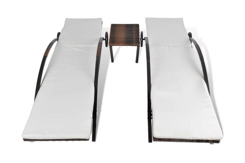 Solsängar med bord konstrotting brun - Brun - Solsängar & solvagnar