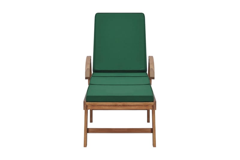Solsängar med dynor 2 st massiv teak grön - Grön - Utemöbler - Utestolar & fåtöljer - Solsängar & solvagnar