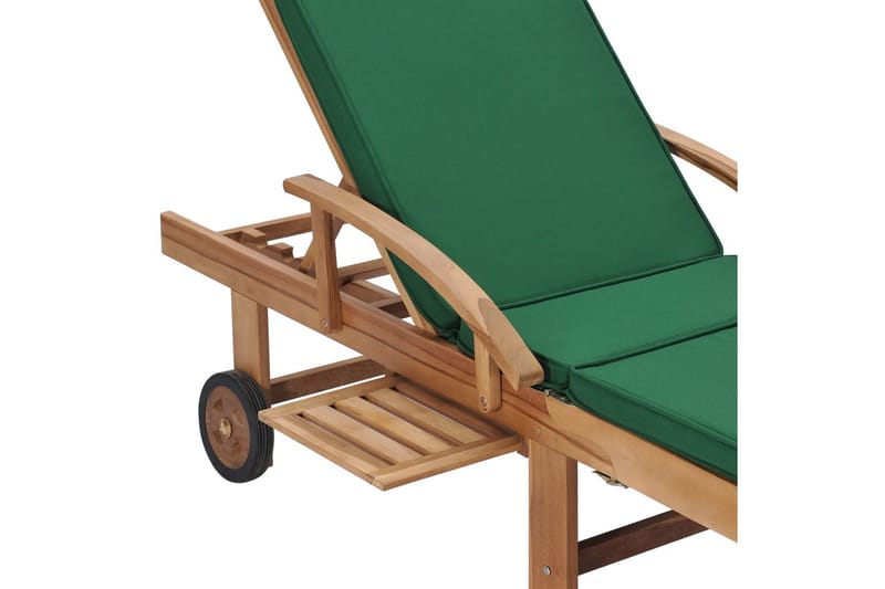 Solsängar med dynor 2 st massiv teak grön - Grön - Utemöbler - Utestolar & fåtöljer - Solsängar & solvagnar