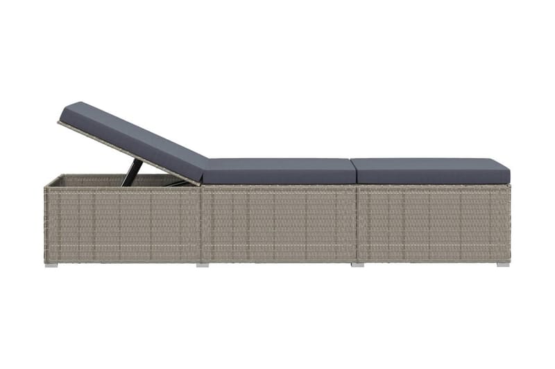 Solsängar och sidobord 3 delar konstrotting grå - Grå - Utemöbler - Utestolar & fåtöljer - Solsängar & solvagnar