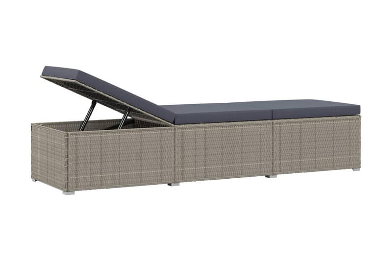 Solsängar och sidobord 3 delar konstrotting grå - Grå - Solsängar & solvagnar