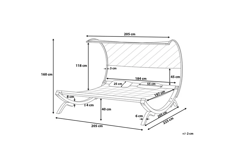 Teramo Solsäng 205|225 cm - Vit - Utemöbler - Utestolar & fåtöljer - Solsängar & solvagnar