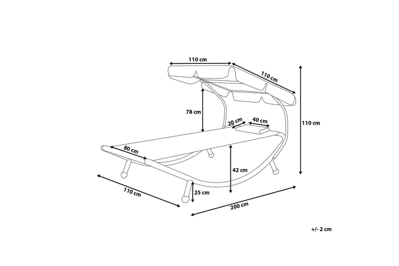 Terno Solsäng 110x200 cm - Grå - Utemöbler - Utestolar & fåtöljer - Solsängar & solvagnar
