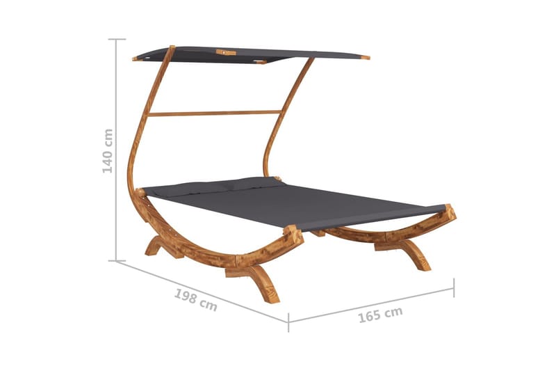 Trädgårdssäng med tak 165x198x140 cm massivt böjträ antracit - Antracit - Solsängar & solvagnar